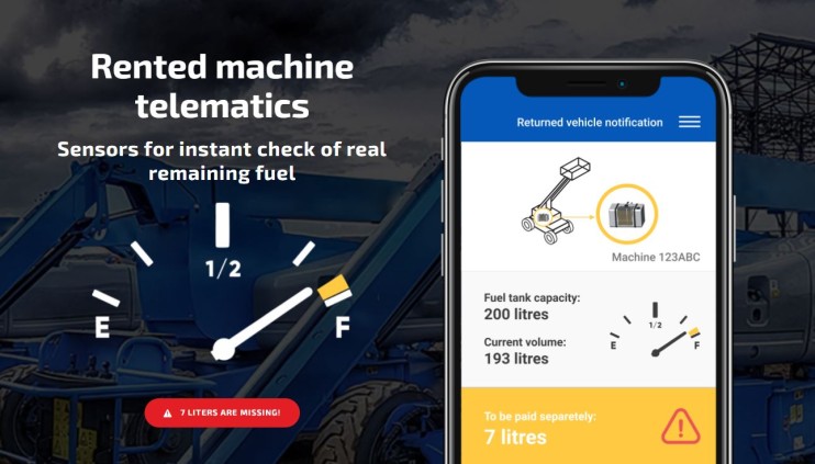 How do you control fuel volume in a returned work rented machine?